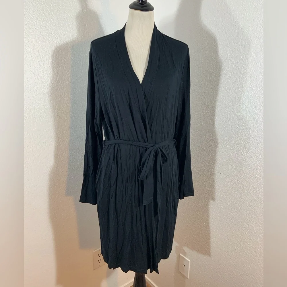 🌹New Listing🌹NWT Kohl's Apt. 9 Intimates Women's Black Long Sleeve Robe